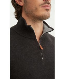 YE-6738-173 High zip neck vintage black jumper