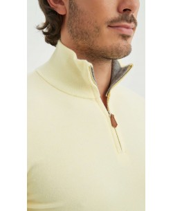 YE-6738-182 Pull jaune paille col camionneur
