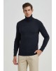 YE-6741-104 Pull col roulé bleu marine vintage