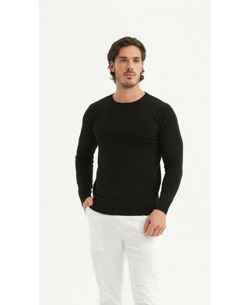 YE-6746-210 Pull col rond - Noir