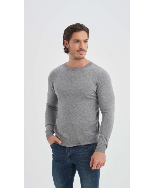 YE-6746-214 Pull col rond - Gris