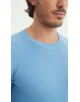 YE-6802-07 Pull col rond coton piqué - Bleu
