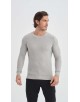 YE-6802-09 Pull col rond coton piqué - Gris