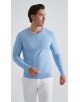 YE-6745-202 Pull bleu chiné col V