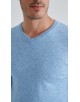 YE-6745-202 Pull bleu chiné col V