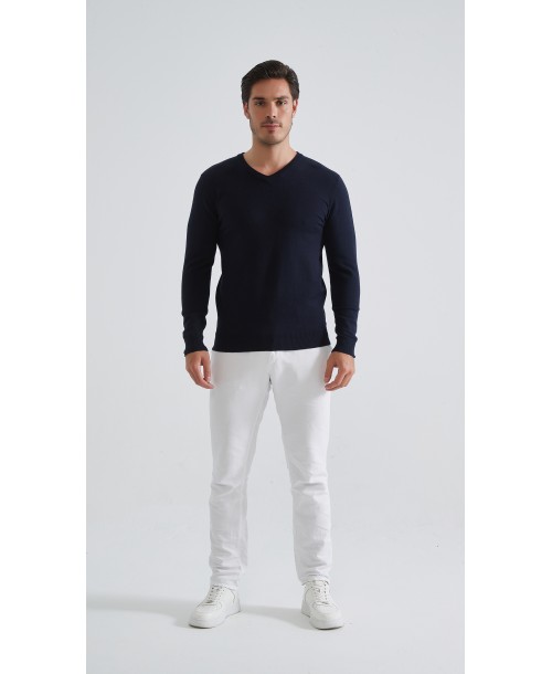 YE-6745-209 Pull bleu marine col V