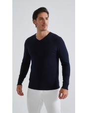 YE-6745-209 Pull bleu marine col V