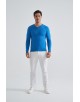YE-6745-218 Pull Bleu de france col V