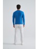YE-6745-218 Pull Bleu de france col V