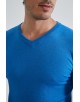 YE-6745-218 Pull Bleu de france col V