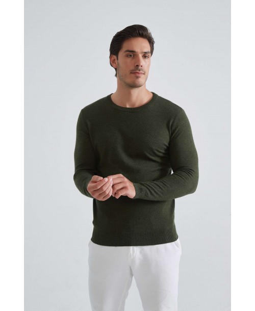 YE-6746-217 Pull col rond - KAKI