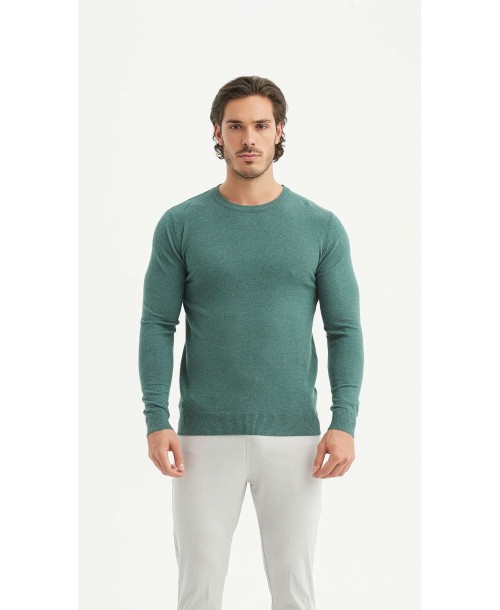 YE-6746-216 Pull col rond - vert menthe