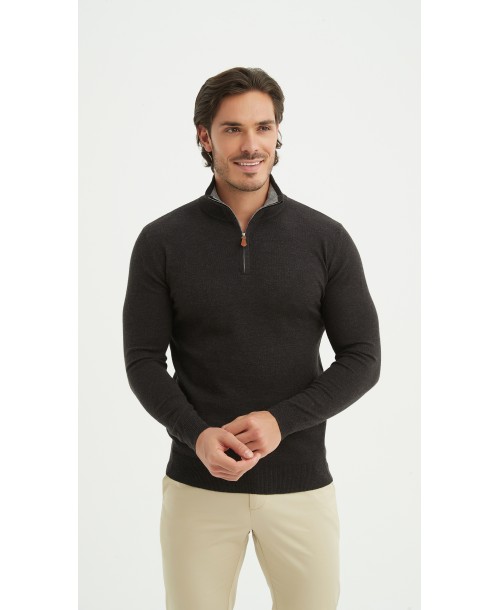 YE-6738-173 Pull col camionneur - Noir vintage