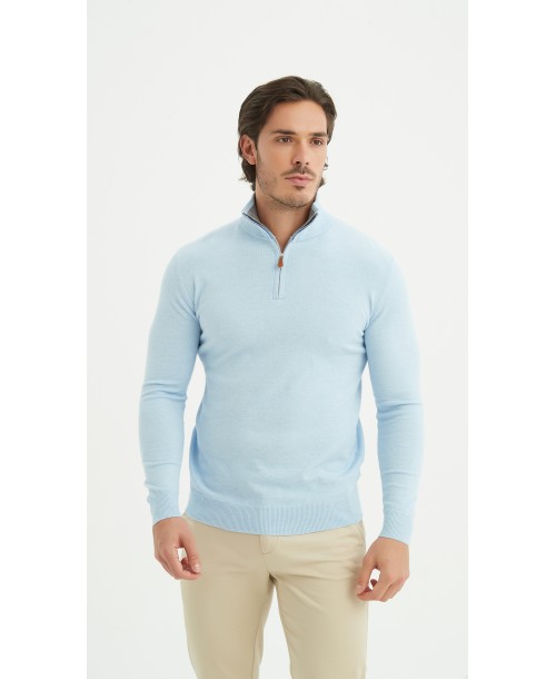 YE-6738-176 Pull col camionneur - Bleu doux