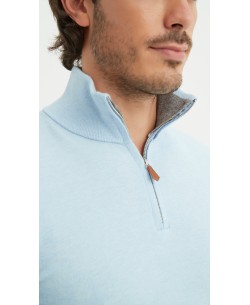 YE-6738-176 Pull col camionneur - Bleu doux
