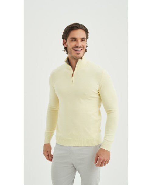 YE-6738-182 Pull col camionneur - Jaune paille