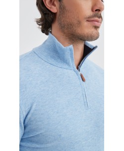 YE-6738-202 Pull col camionneur - Bleu chiné