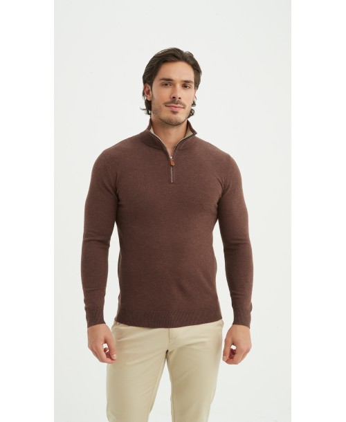 YE-6738-204 Pull col camionneur - Marron vintage