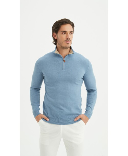 YE-6738-206 Pull col camionneur - Bleu jeans
