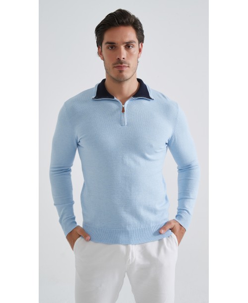 YE-6738-212 Pull col camionneur - Bleu azur