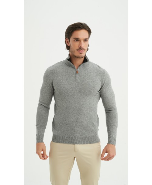 YE-6738-214 Pull col camionneur - Gris argent