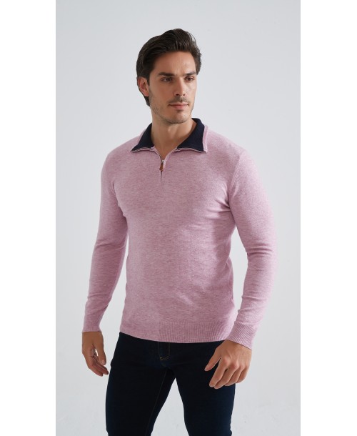 YE-6738-215 Pull col camionneur - Rose carbone