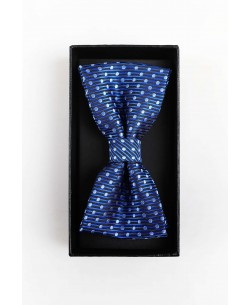 BT-0568 Blue printed bow tie in box & pocket square