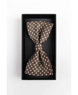 BT-0569 Brown printed bow tie in box & pocket square