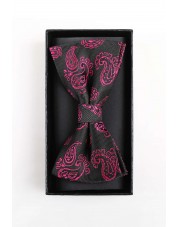 BT-0576 Coffret noeud papillon & pochette à motifs en noir