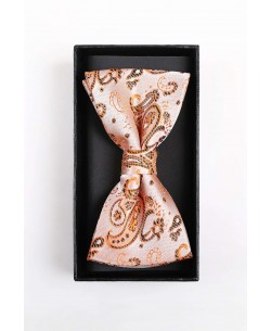 BT-0585 Orange printed bow tie in box & pocket square