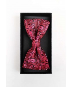 BT-0588 Pink printed bow tie in box & pocket square