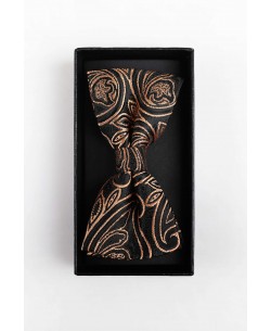 BT-0593 Camel printed bow tie in box & pocket square
