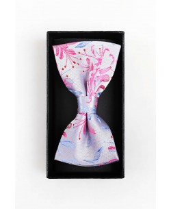 BT-0601 Pink printed bow tie in box & pocket square