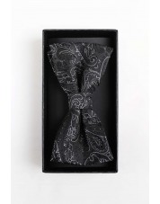BT-0603 Coffret noeud papillon & pochette à motifs en noir