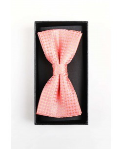 BT-0626 Pink bow tie in box & pocket square