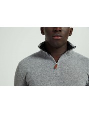 YE-6738-103 High zip neck grey vintage jumper