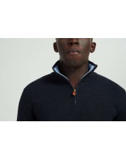 YE-6738-104 High zip neck navy blue vintage jumper