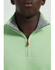 YE-6738-111 High zip neck light green jumper