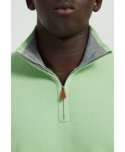 YE-6738-111 High zip neck light green jumper