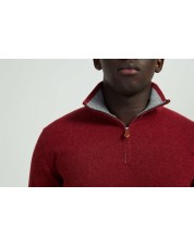 YE-6738-113 High zip neck burgundy vintage jumper