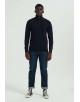 YE-6738-117 High zip neck navy blue jumper