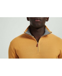 YE-6738-119 High zip neck mustard jumper