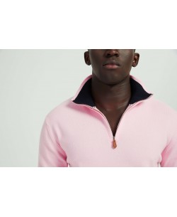 YE-6738-120 High zip neck pink jumper