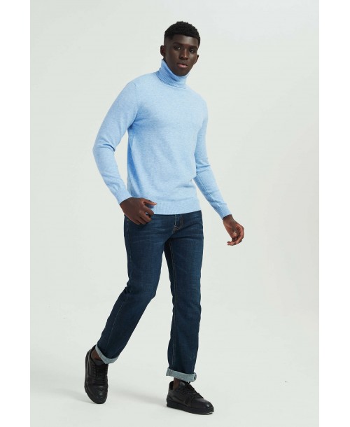 YE-6741-102 Sky blue turtle neck jumpers