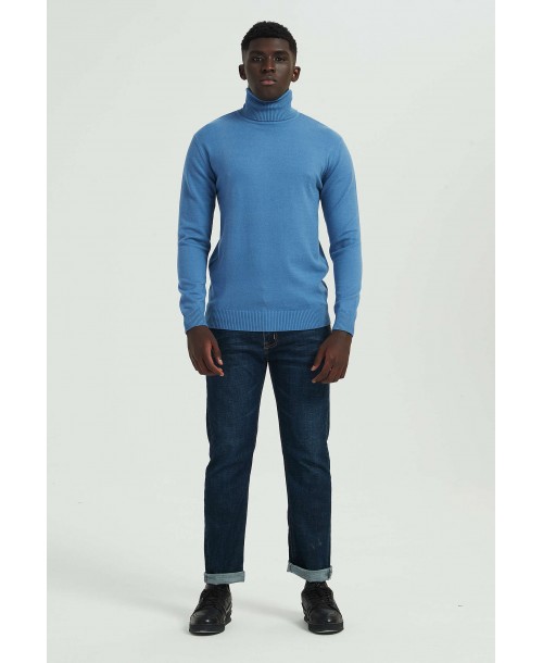 YE-6741-109 Pull col roulé bleu jeans