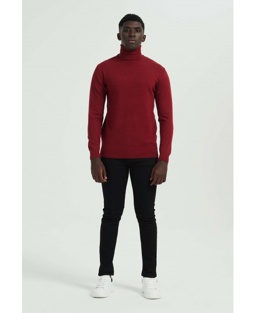 YE-6741-113 Burgundy vintage turtle neck jumpers