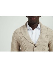 YE-6854-101 Cardigan cable knit beige jumper