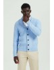 6854-102 Cardigan torsadé bleu chiné