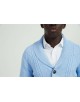 6854-102 Cardigan torsadé bleu chiné