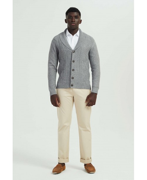 YE-6854-103 Cardigan cable knit grey jumper
